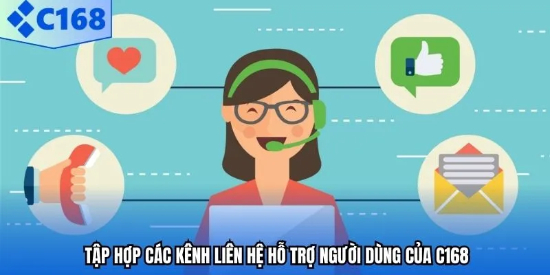 Tập hợp các kênh liên hệ hỗ trợ người dùng của C168.